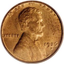 1926-S 1C MS64 Red PCGS. A highly respected, semi-key