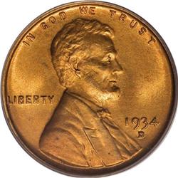 1934-D 1C MS67 Red PCGS. The 1934-D Lincoln cent reall