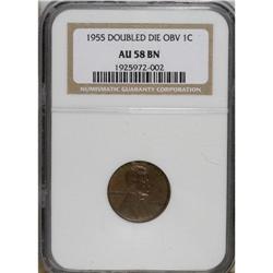 1955/55 1C Doubled Die Obverse AU58 NGC. FS-101, forme