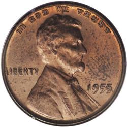 1955/55 1C Doubled Die Obverse MS64 Red PCGS. FS-021.8