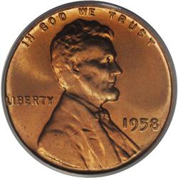 1958 1C MS67 Red PCGS. Relatively few full-Red 1958 ce