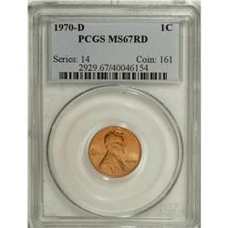1970-D 1C MS67 Red PCGS. Intensely lustrous with deep