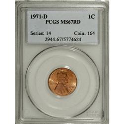 1971-D 1C MS67 Red PCGS. Bright sunset-red and coral t