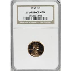 1937 1C PR66 Red Cameo NGC. Beautiful black-on-orange