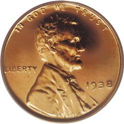 1938 1C PR67 Red PCGS. Incredibly even peach-gold colo