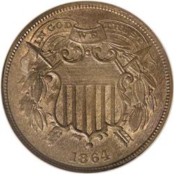 1864 2C Small Motto MS65 Red and Brown NGC. The exact