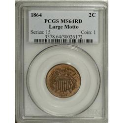 1864 2C Large Motto MS64 Red PCGS, and an 1864 Large M