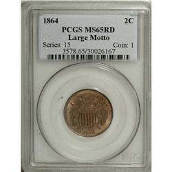 1864 2C Large Motto MS65 Red PCGS. A fire-red Gem whos