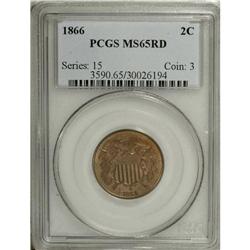 1866 2C MS65 Red PCGS. This lustrous Gem has consisten