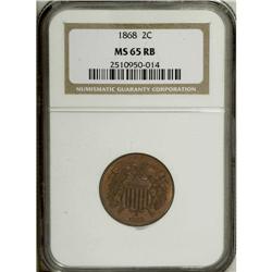 1868 2C MS65 Red and Brown NGC. Not many two cent piec