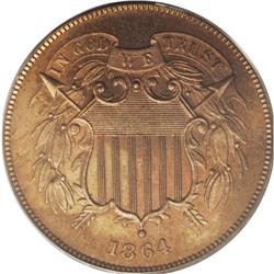 1864 2C Large Motto PR66 Red and Brown PCGS. Proof pro