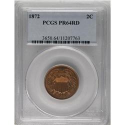 1872 2C PR64 Red PCGS. A lustrous fire-red near-Gem wi