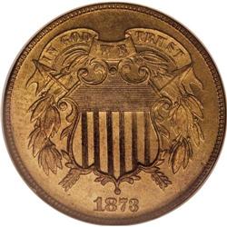 1873 2C Closed 3 PR65 Red NGC. All 1873 two cent piece