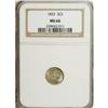 Image 1 : 1853 3CS MS66 NGC. Dappled gold-tan and cream-gray ton
