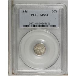 1856 3CS MS64 PCGS. Choice with potent, swirling luste