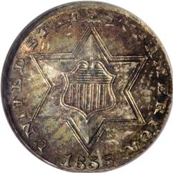 1856 3CS MS65 NGC. Speckled sea-green, russet, and gol