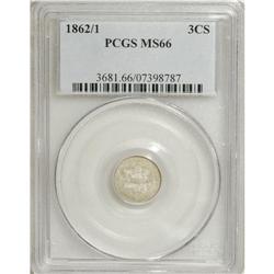 1862/1 3CS MS66 PCGS. FS-301, formerly FS-007. A well