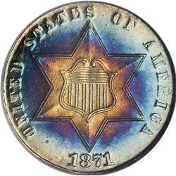 1871 3CS PR67 S NGC. This Superb Gem has received the
