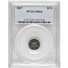Image 1 : 1867 3CS PR64 PCGS. Deep blue-green patina graces the