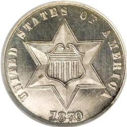 1870 3CS PR65 Cameo NGC. Both sides of this brilliant