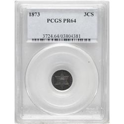 1873 3CS PR64 PCGS. The obverse of this minimally flaw