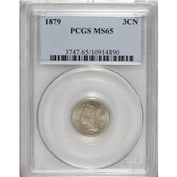 1879 3CN MS65 PCGS. Well struck with smooth, ivory-gra