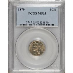 1879 3CN MS65 PCGS. This exquisitely struck Gem has sa