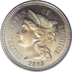1865 3CN PR65 PCGS. Walter Breen (1977) writes that 40