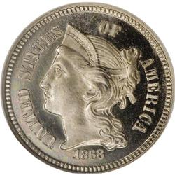 1868 3CN PR67 Cameo NGC. The design motifs on both sid