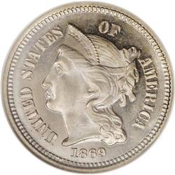 1869 3CN PR67 Cameo NGC. Superb quality proof examples