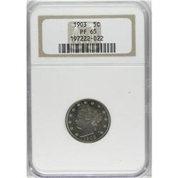 1903 5C PR65 NGC. Light tan-gold patination is joined