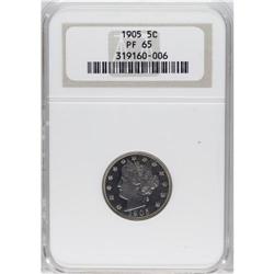 1905 5C PR65 NGC. The design of the Liberty nickel was