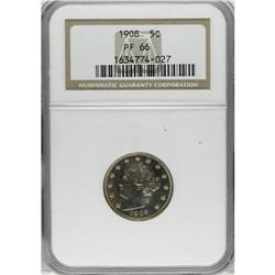 1908 5C PR66 NGC. This flashy Gem has a crisp strike a