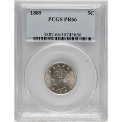 1889 5C PR66 PCGS. This proof displays strong rotation