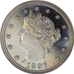 1897 5C PR68 Cameo NGC. In spite of a seemingly genero