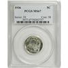 Image 1 : 1936 5C MS67 PCGS. The bright, satiny surfaces display