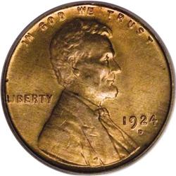 1924-D 1C MS65 Red PCGS. The comparatively small 2,520