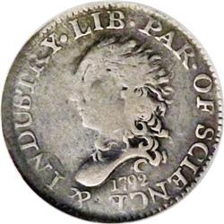 1792 H10C Half Disme, Judd-7, Pollock-7, R.4--Repaired