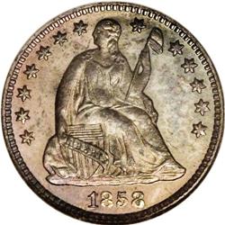 1858 H10C PR67 NGC. Ex: Starr. Both sides exhibit mode