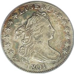 1801 10C AU50 PCGS. JR-1, R.4. The R in LIBERTY is hea