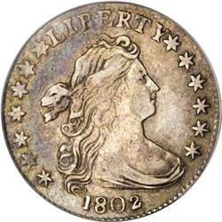 1802 10C XF40 PCGS. JR-2, R.5. Star 7 nearly touches t
