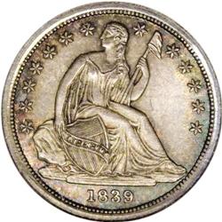 1839 10C No Drapery MS67 NGC. Although NGC and PCGS ha