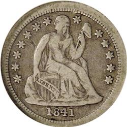 1841-O 10C Fine 15 NGC. Closed Bud, Large O Reverse. F