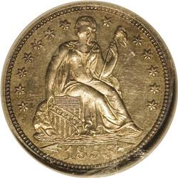 1855 10C Arrows PR65 NGC. Breen-3290. "Obvious double