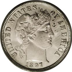 1897-O 10C MS67 PCGS. The obverse of this Superb Gem i