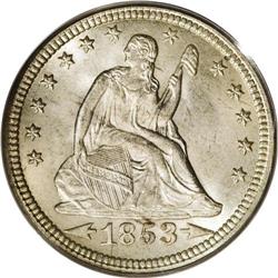 1853 25C Arrows and Rays MS65 PCGS. Larry Briggs comme