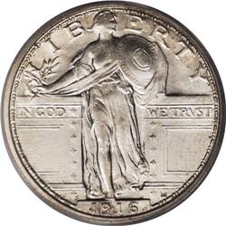 1916 25C MS64 Full Head PCGS. The 1916 quarter, struck