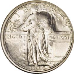 1916 25C MS67 Full Head NGC. The 1916 Standing Liberty
