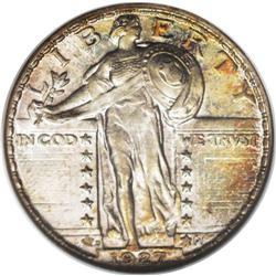 1927-D 25C MS67 Full Head NGC. Bold head details, radi