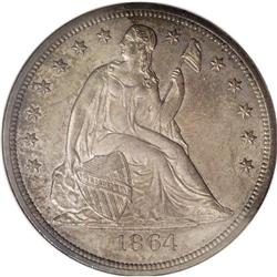 1864 S$1 MS64 NGC. A deeply toned near-Gem example, th